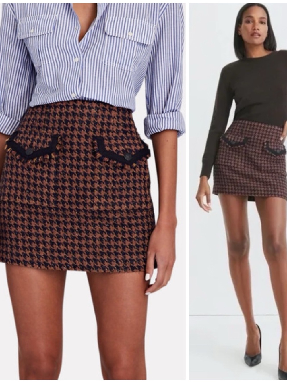 Veronica Beard Andriel Houndstooth Tween Mini Skirt Brown Black Navy Size 4
